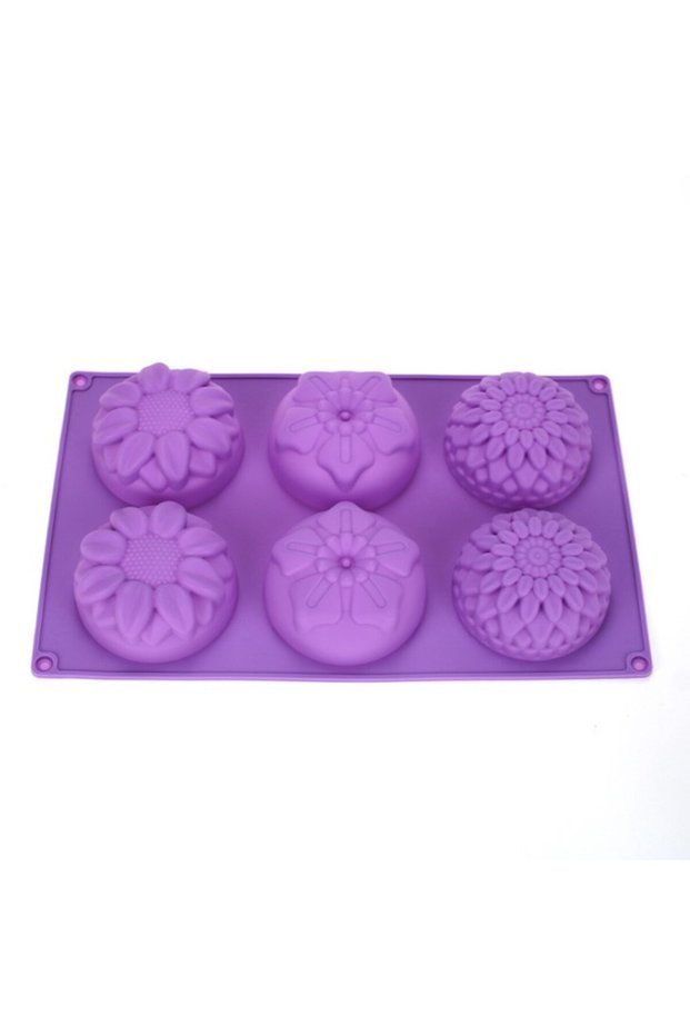 purple Silicone Soap Molds 6 Cavities Flower Silicone Molds for Homemade Craft Soap Mold Cake Mold /