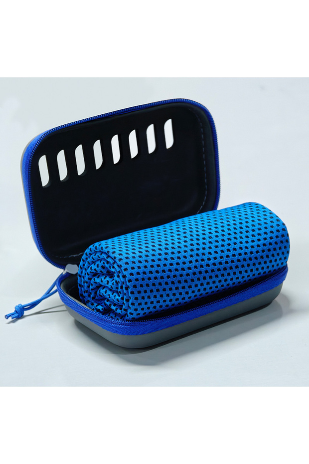 30x90cm Dark Blue Camping Cooling Towels with EVA Case, Compact & Portable Travel Ice Towel Quick Dr