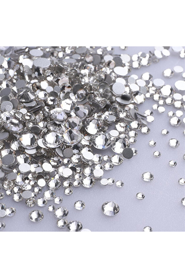 Crystal 1440Pcs Mix Size Glass Flatback Rhinestone Glitter Crystal AB Round Diamond Non Hotfix Glue