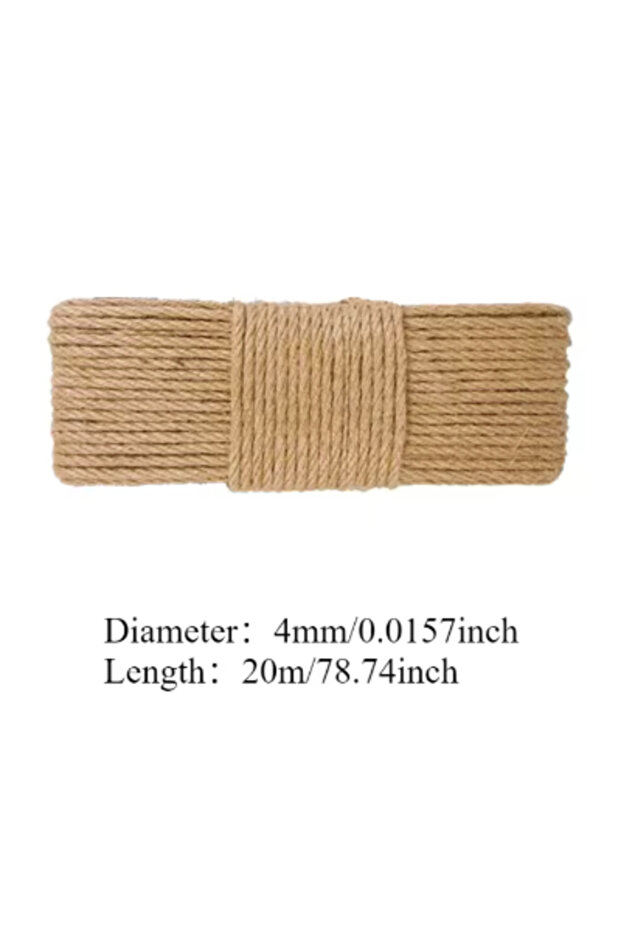 4mm-20m DIY Sisal Rope for Cat Trees - Replacement Scratching Post Climbing Frame Rope to Sharpen Ca