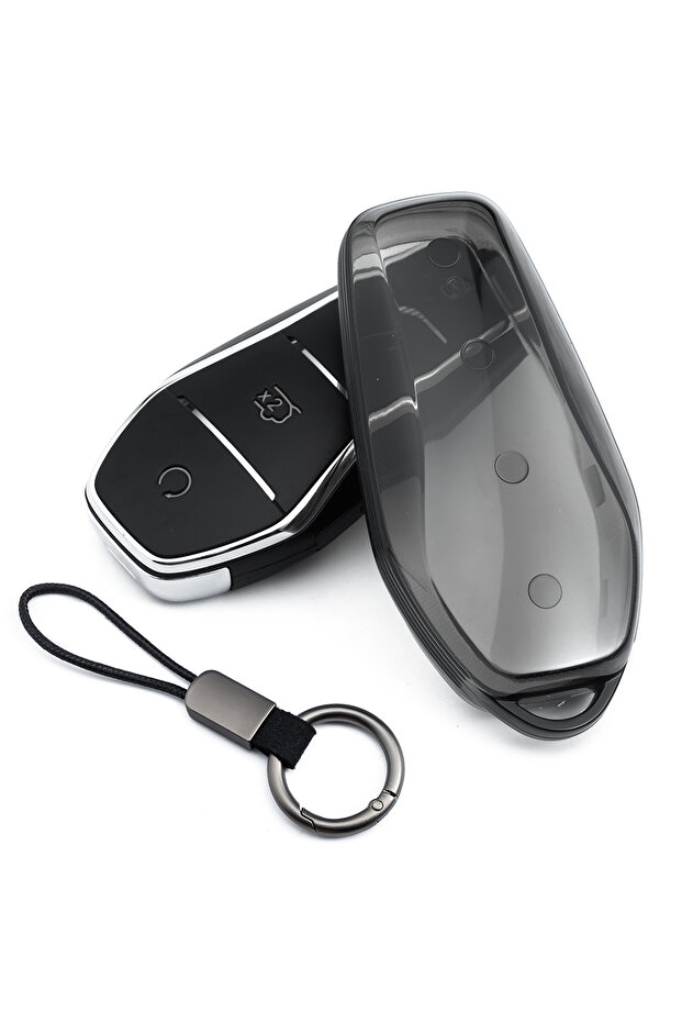 1x Key Case Keychain Slim Car Key Fob Case Cover Keychain For BYD Song Pro Yuan Plus Dolphin Seagull