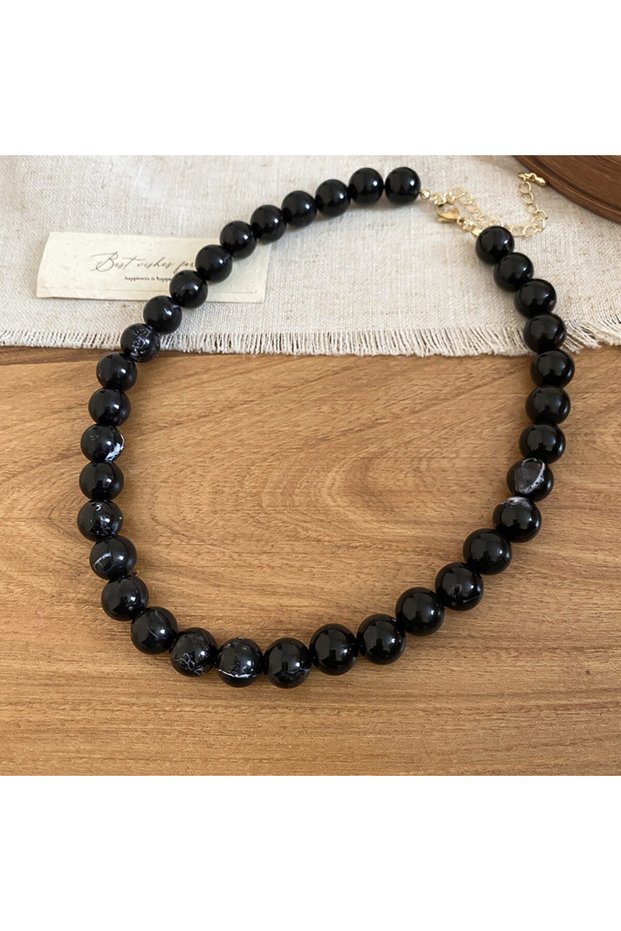 black white color 7 Colors 42cm Smudging Round Beads Acrylic Choers Necklaces Vintage Resin Collarbo