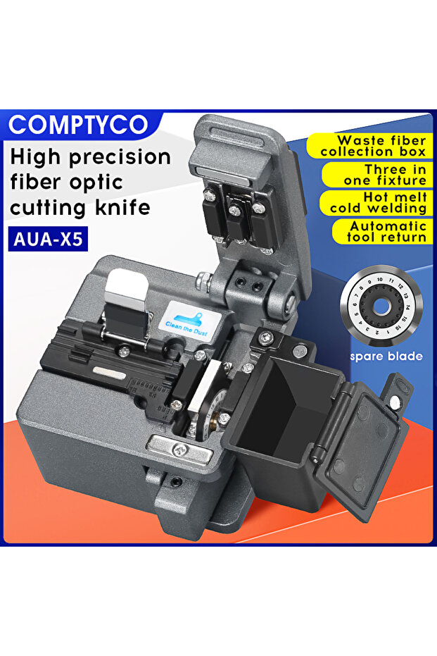 AUA-X5 and Blade COMPTYCO AUA-X5 High Precision Fiber Cleaver FTTH Optical Fiber Cable Cutter Tool F