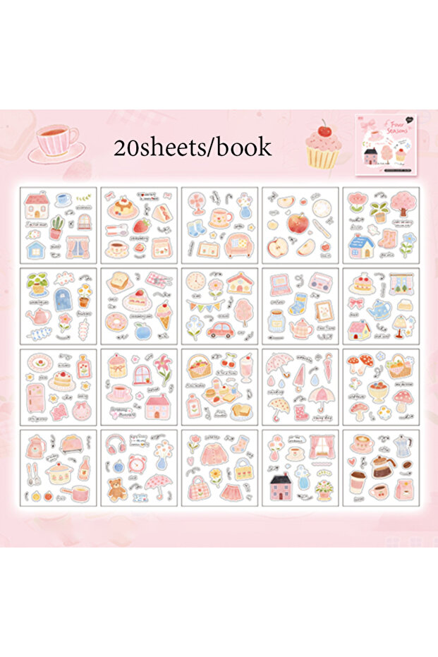S31320-1 Mr.Paper 20 Sheets/Book Four Seasons PET Sticker Book, Cute Cozy Daily Decorative Stickers