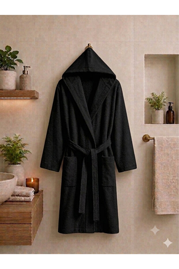 Bathrobe with Hood, 100% Cotton, Ultra Soft Textured