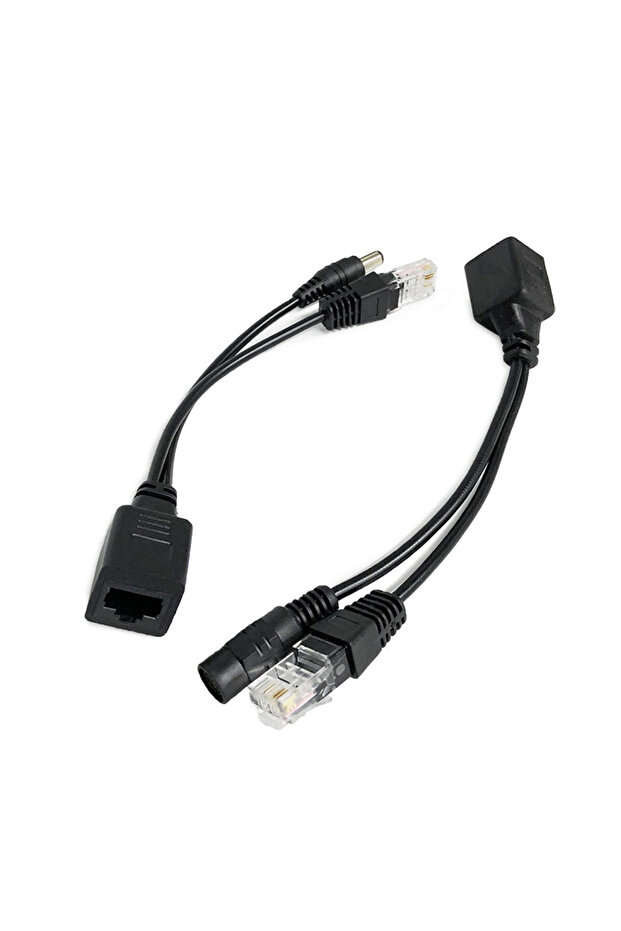 كابل محول الطاقة السلبية عبر الإيثرنت AB 1 زوج أسود كابل POE موزع POE حاقن RJ45 طاقة