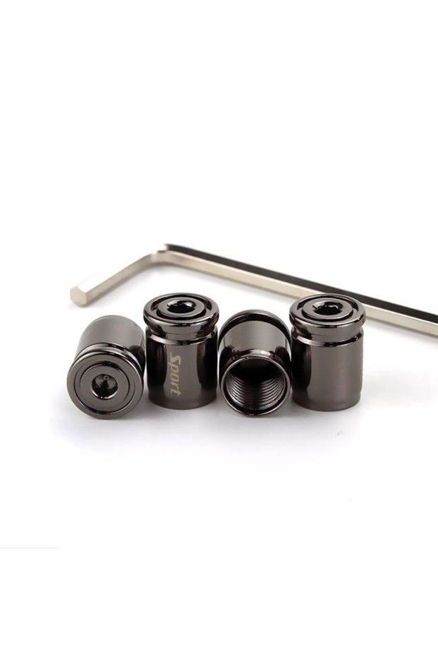 Black 4x Titanium Anti-theft Car Tire Valve Cap Aluminum Sport Exterior Auto Air Caps