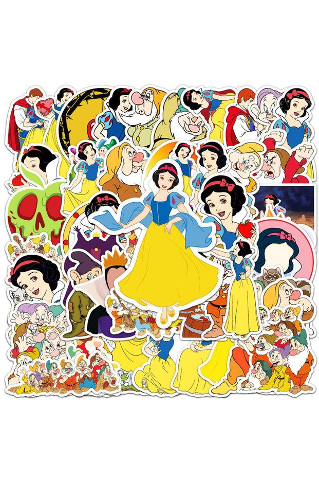 Random 50pcs 10/30/50pcs Disney Cute Girl Snow White Cartoon Stickers DIY Notebook Motorcycle Laptop