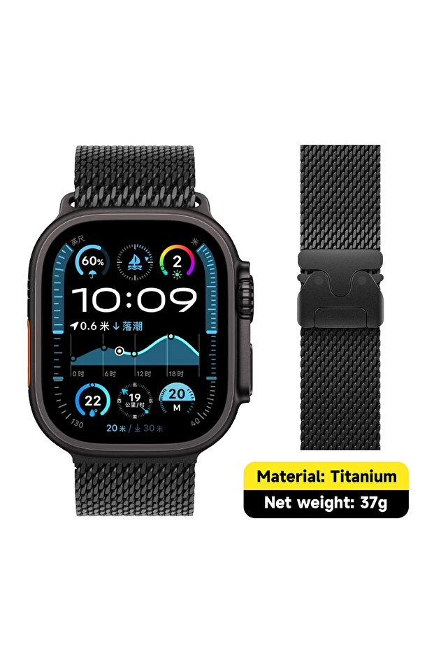 44 45 46 49MM Black Official Titanium Milanese Loop Band for Apple Watch Bands Ultra 4/3/2 49mm Seri