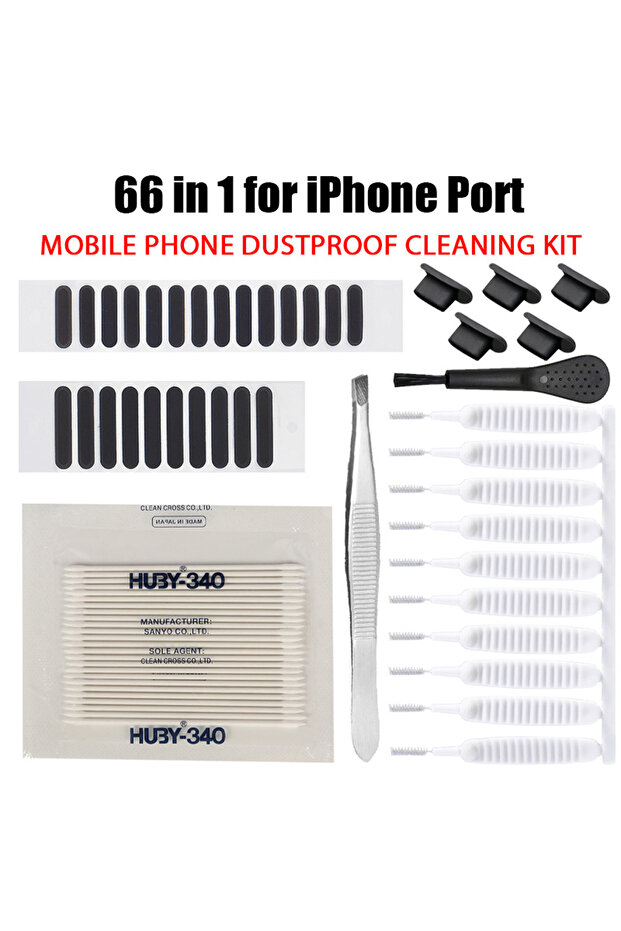 66PCS for IOS Port 66PCS Mobile Phone Speaker Charging Port Cleaning Set Dust Plug for iPhone 15 14