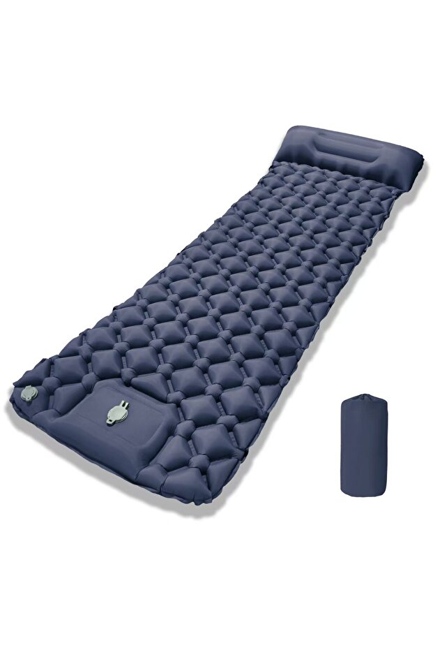 Navy 2 Outdoor Camping Inflatable Mattress Ultralight Air Mat with Built-in Pump Hiking Sleeping Pad