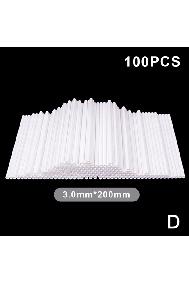 D 100 Pcs Plastic Sticks Hollow Core White For Party Dining Chocolate Sugar Candy Lollipop Sucker .