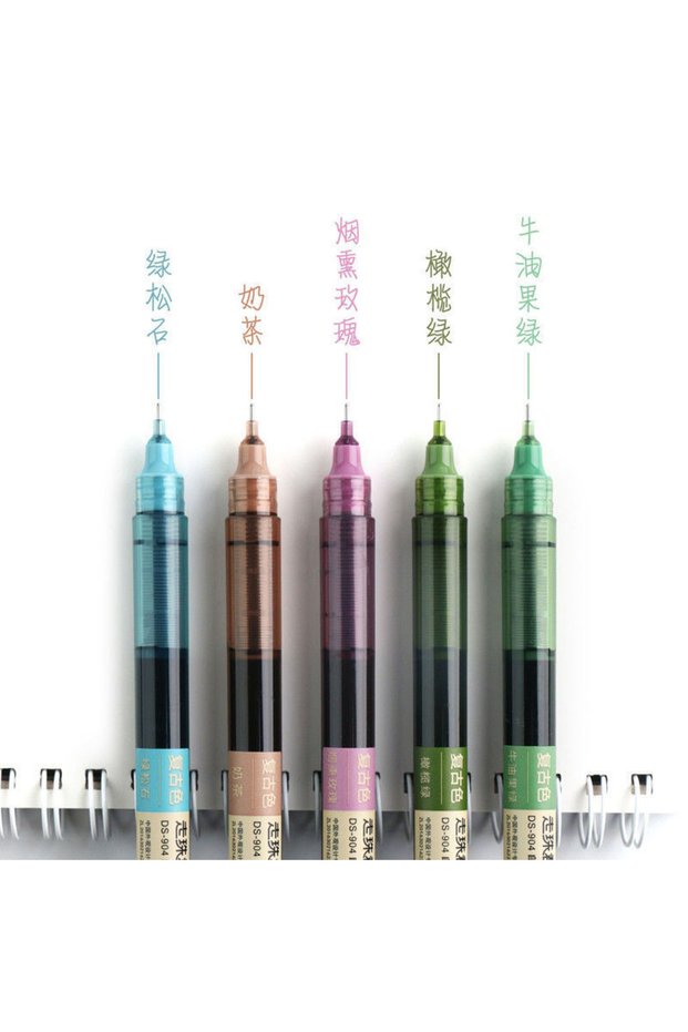 Multi-Colored Qingfugu Dianshi Straight Liquid Ball Pen Quick-Drying Ink 0.5mm Ultra-Fine Nib 10 Liq
