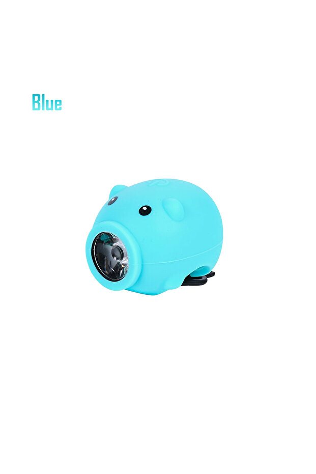 Blue Cute Cartoon Pig Bike Handlebar Light, USB Rechargeable, Waterproof, 3 Lighting Modes, Kids Bik