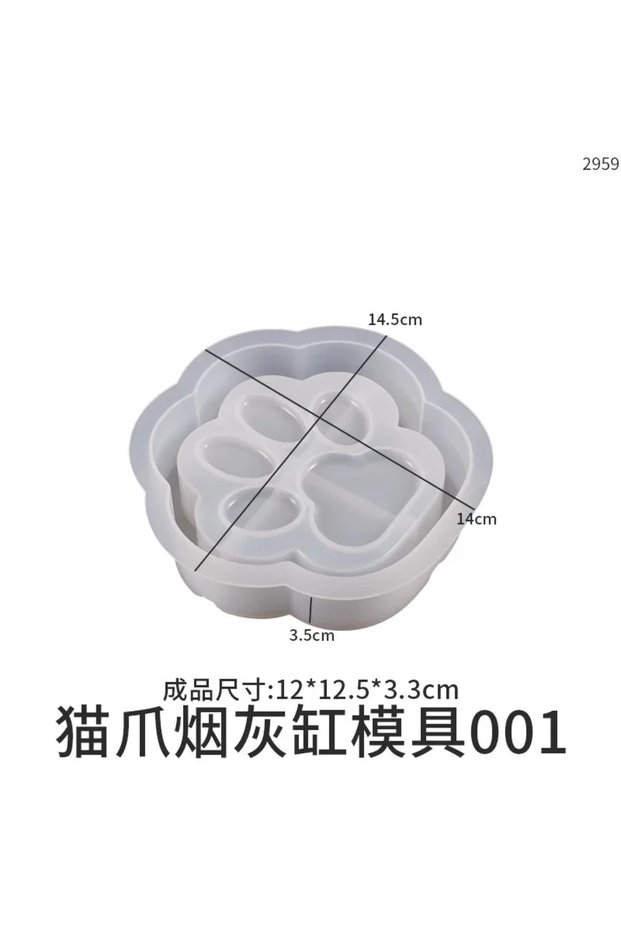 Light Grey Cat Claw Ashtray Silicone Mold Epoxy Resin Mold for Cigar Concrete Crystal Casting Gypsum