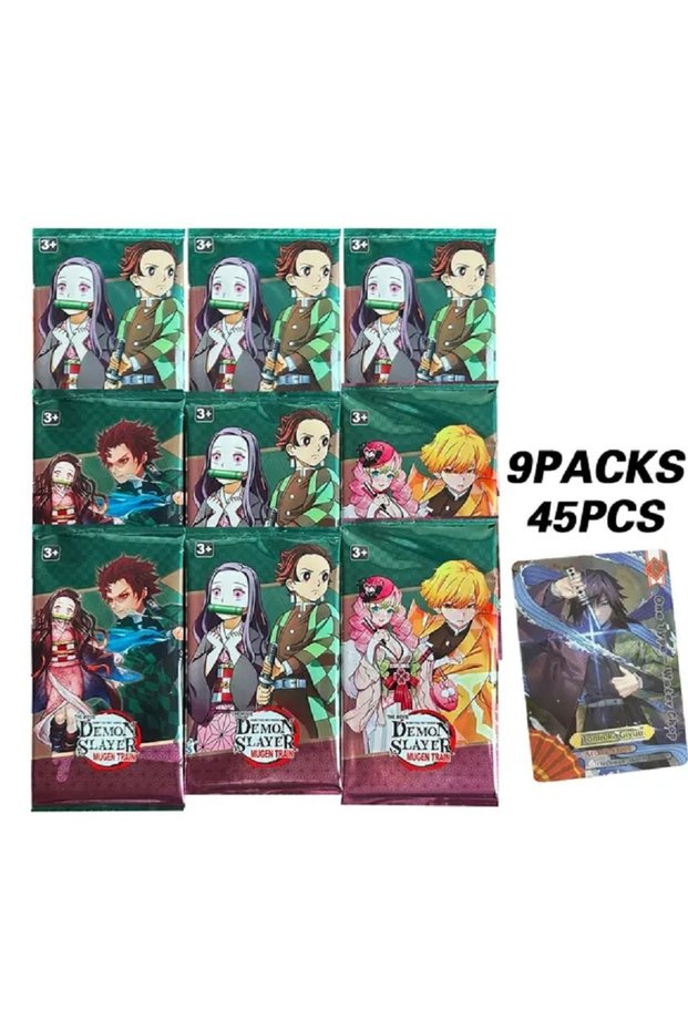 Bandai 9PACK 45Pcs Flash Demon Slayer Cards Mugen Train SSP Card Ultra Rare Card Tanjirou Kamado Nez