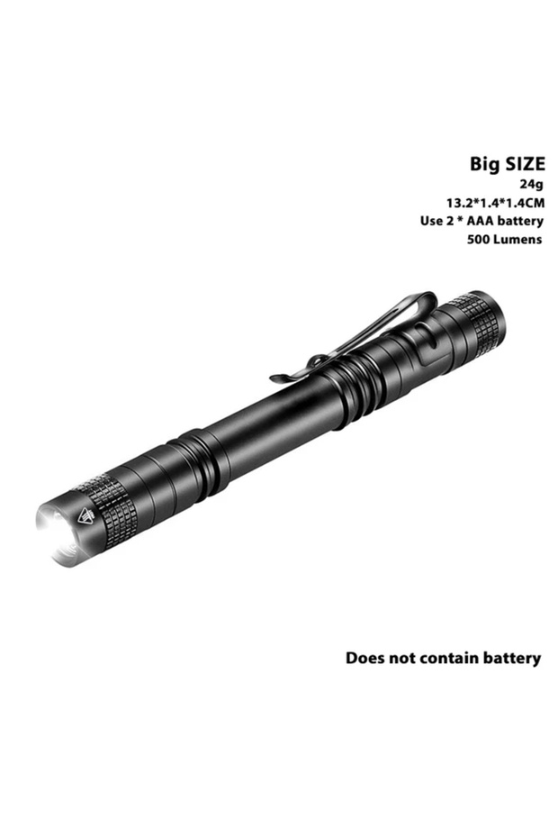 2PCS Big Mini LED Flashlight Pocket Pen Light Portable 1000 Lumens Waterproof Torch Using
