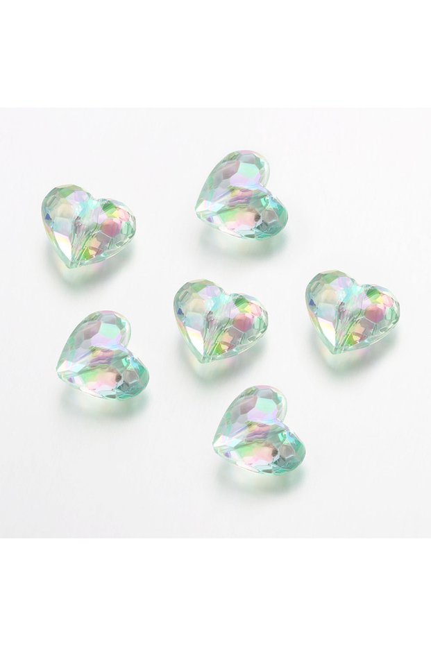 green 20pcs Acrylic Heart Beads Transparent Loose Spacer Beads for DIY Jewelry Making Pendants Neakl