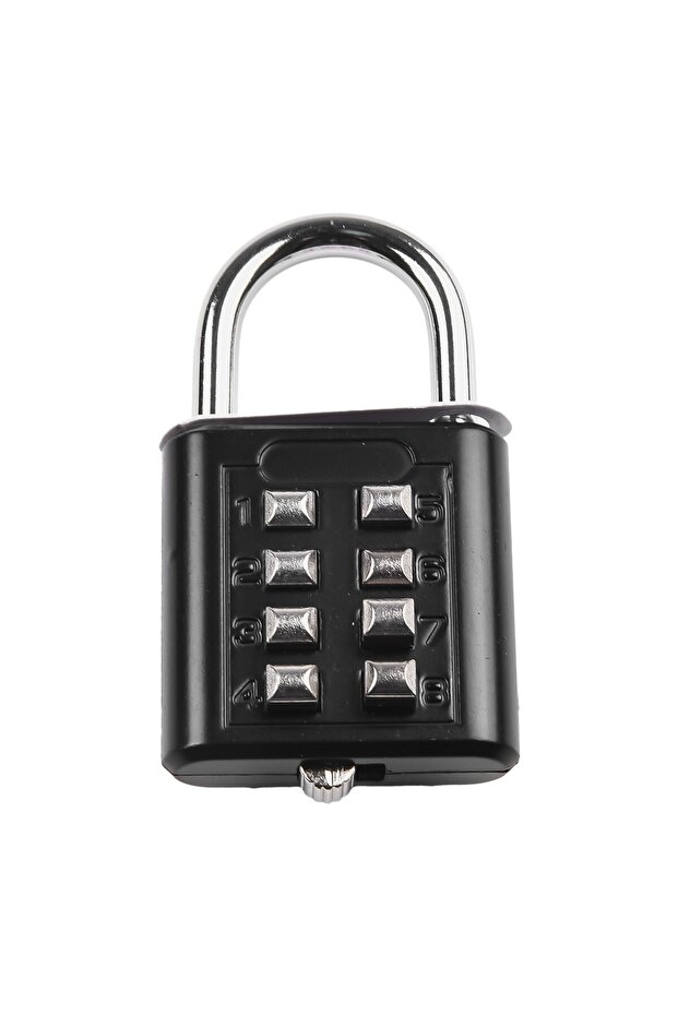 FG01-Black 8-digit Combination Outdoor Button Waterproof Fixed Random Code Padlock Zinc Alloy Luggag