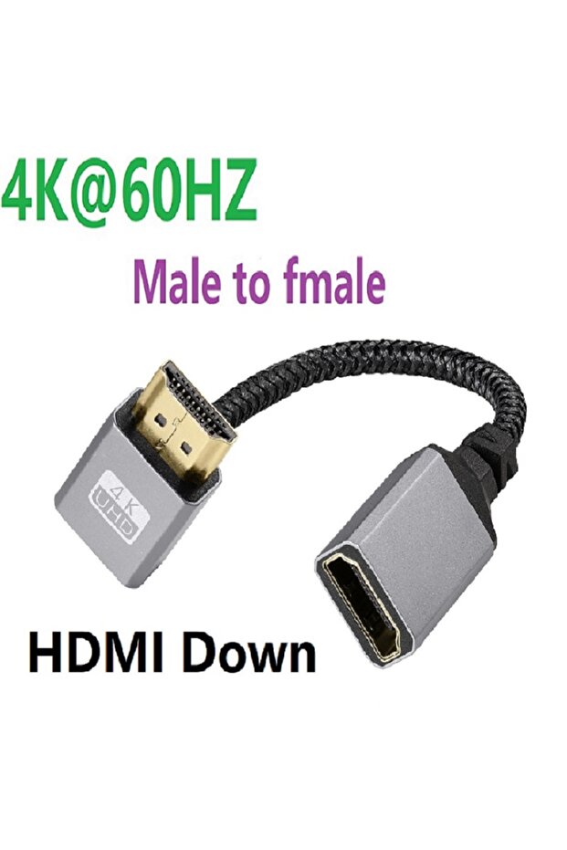 0.2m Down HDMI 4K UHD V2.0 Cable Nylon Braid HD HDMI Male Straight/Left/Right/UP/Down To HDMI Fmale