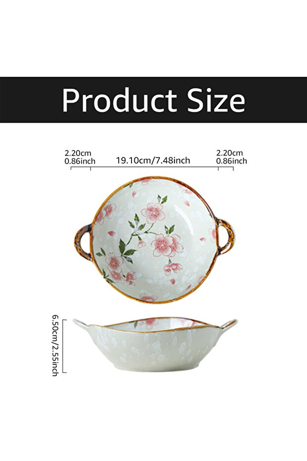 7.5 inch Style C 7.5inch Japanese Household Noodle Bowl Ceramic Soup Bowl With Handle Salad Pasta Bo