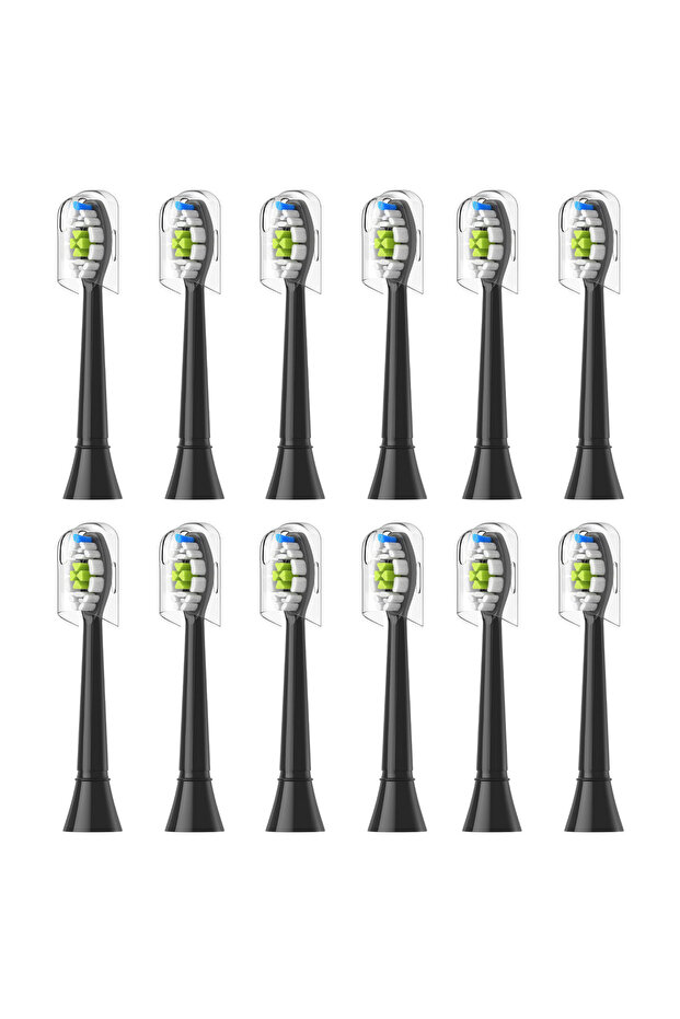 12pcs Black Replacement Brush Heads Compatible with Philips Sonicare Electric Toothbrush Fit for Eas