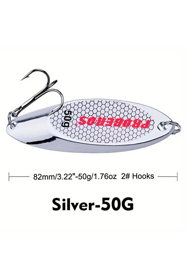 Silver 50G 1pc Metal Spinner Spoon Trout Fishing Lure Hard Bait Sequins Noise Paillette Artificial B