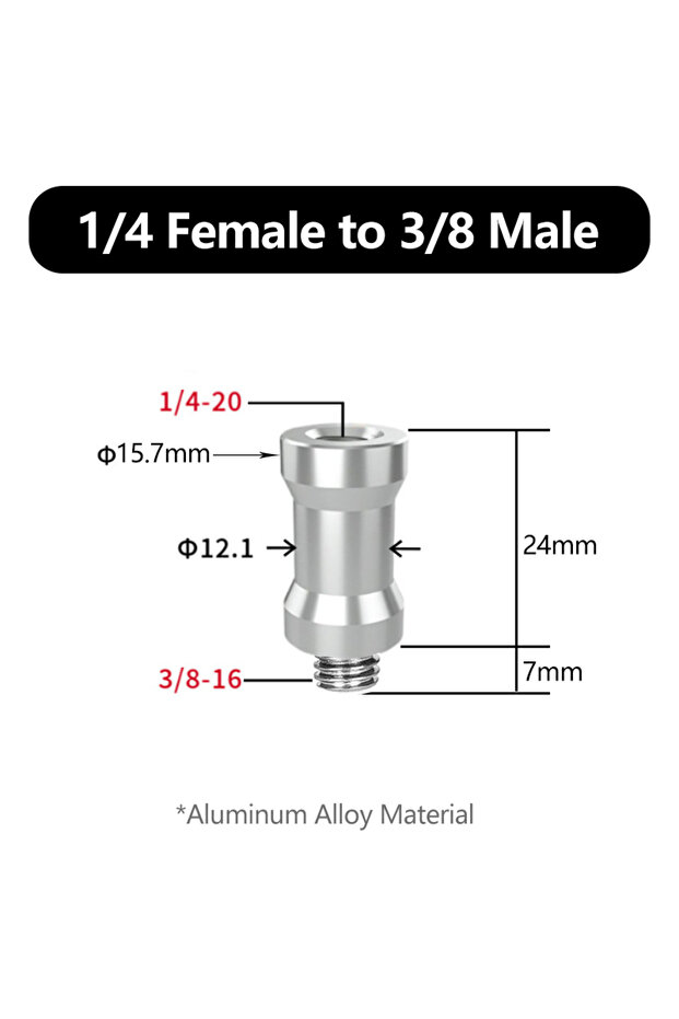 Aluminum adapter G 1/4" to 3/8" Screw Adapter Converter Threaded Spigot Mount for GoPro Action Camer