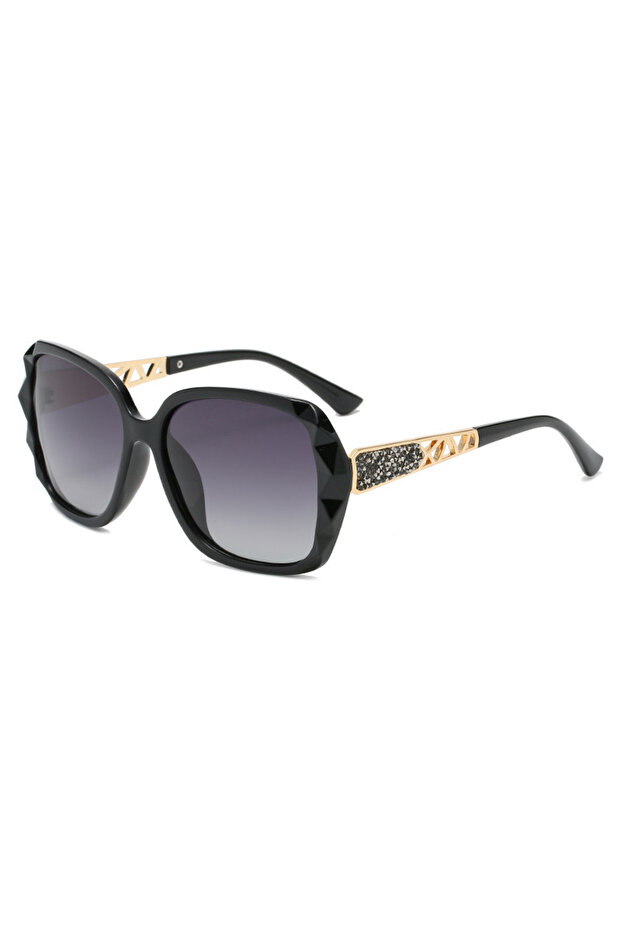 black New Ladies' Sunglasses with High Sense and Diamond-encrusted Sunglasses Protect against Ultrav