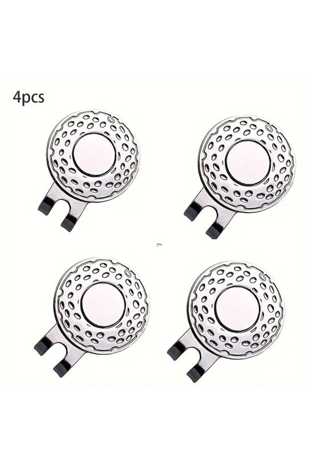 MULTI 4-pack Golf Cap Clips - Zinc Alloy With Strong Magnet, Magnetic Hat Clips For Metal Ball Marke