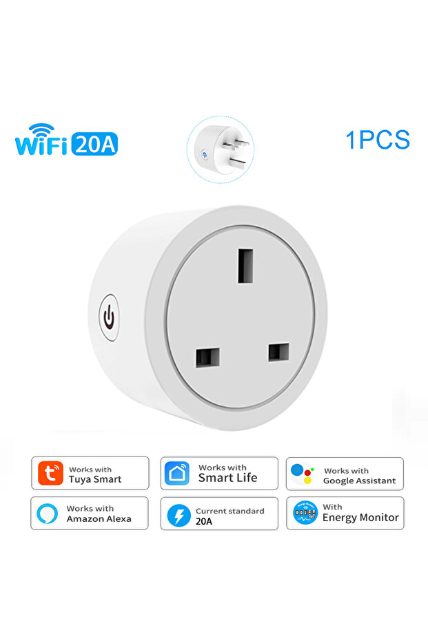 100-240V UK 3 WIFI UK Socket 1 Pcs Tuya Smart Socket WiFi 20A UK Plug Home Alexa Voice Control With