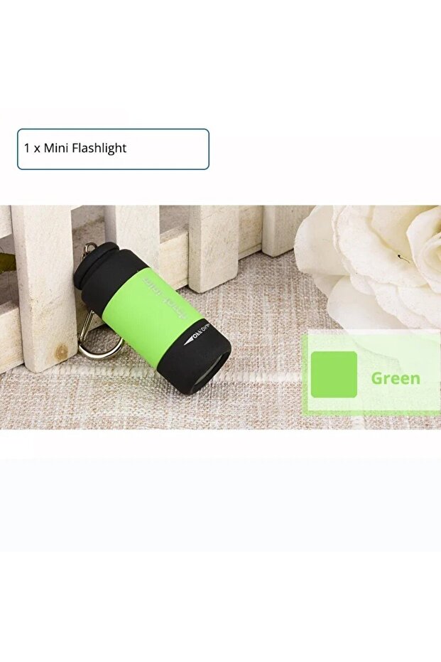 Green Body MINI USB Rechargeable Flashlight Keychain Torch Finger Light Camping Light Suitable for D