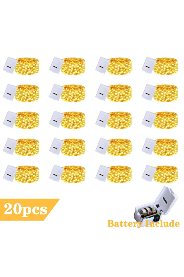 20x 2Meter 20LED Warm White 20 Pack String Fairy Lights 30Led 3M Silver Copper Wire Battery Powered