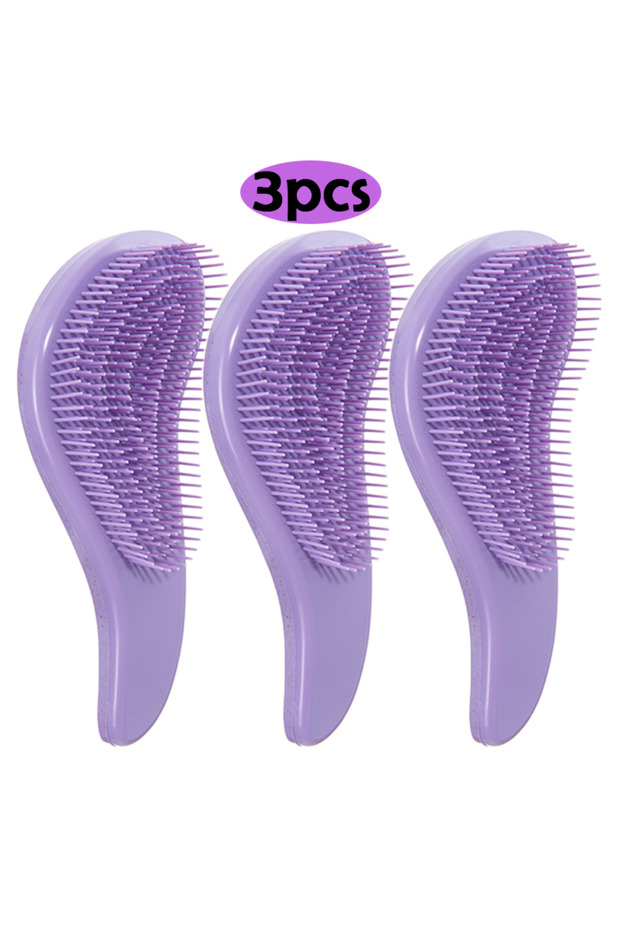3pcs Purple 1/3pcs Magic Detangling Hairbrush Wheat Straw Scalp Massage Comb Soft Anti-static Gentle