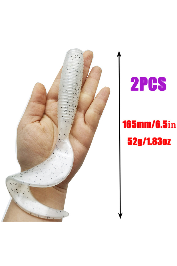Color C 2 Pcs Fishing Lures 165mm/6.5in/52g Soft Artificial Bait Lures Bass Tail Fishing Gear