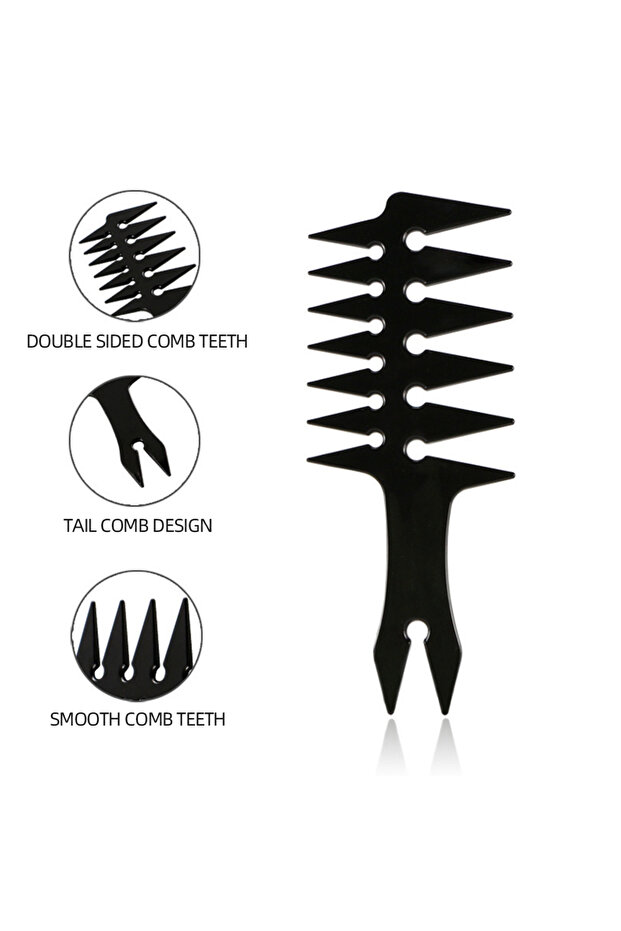 Black 2 pieces/1 piece - Men's Retro Double sided Oil Haircomb - Fishbone Comb Hairdressing Comb Sty