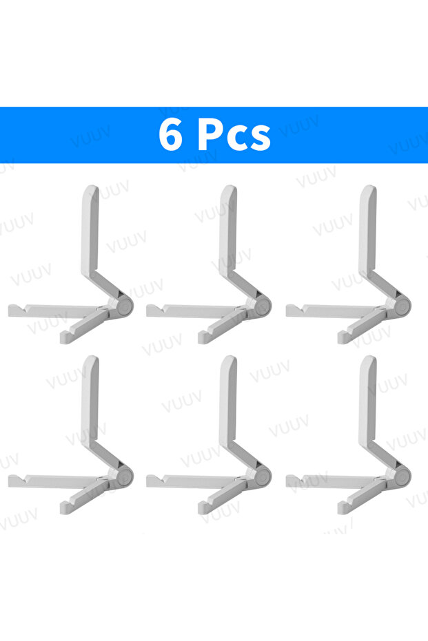 White-6 Pcs Desktops Stand For Tablet 4.7 to 12.9 inch , Adjustable Folding Bracket Tablet Holder Fo