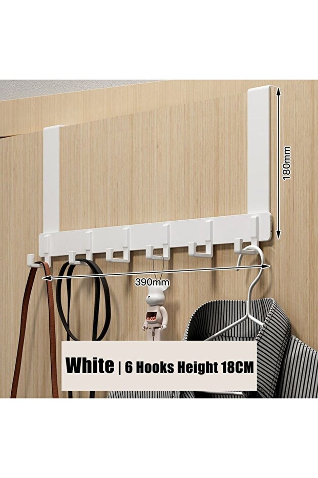 XL white-18cm Hooks Over The Door 6 Hooks Clothes Coat Hat Towel Hanger Home Bathroom Organizer Rack