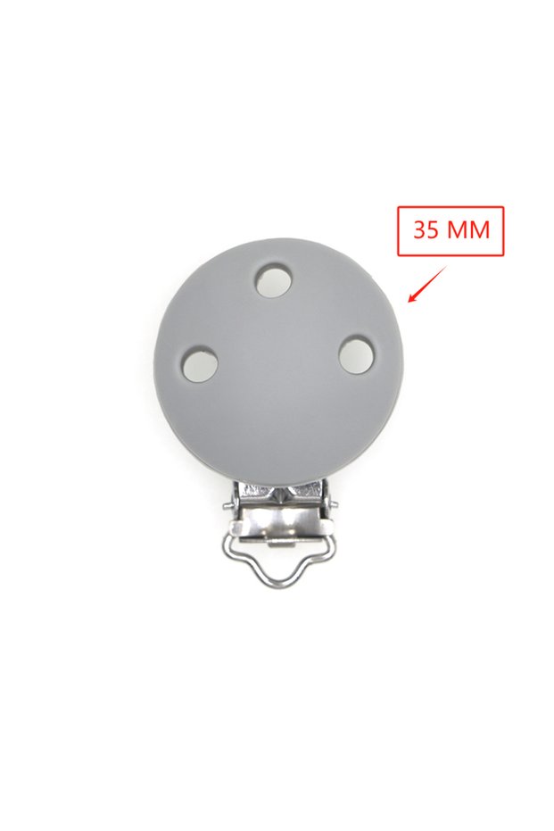 5pcs 35MM light gray Kovict 5pcs 30mm/35mm Silicone Clips Round Shape Pacifer Clips DIY Pacifer Cha