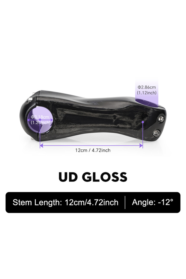 Gloss-Angle 12-120mm TOSEEK Carbon Stem12Degree Mountain Bike Stem 31.8mm Bicycle Handlebar Stems 70