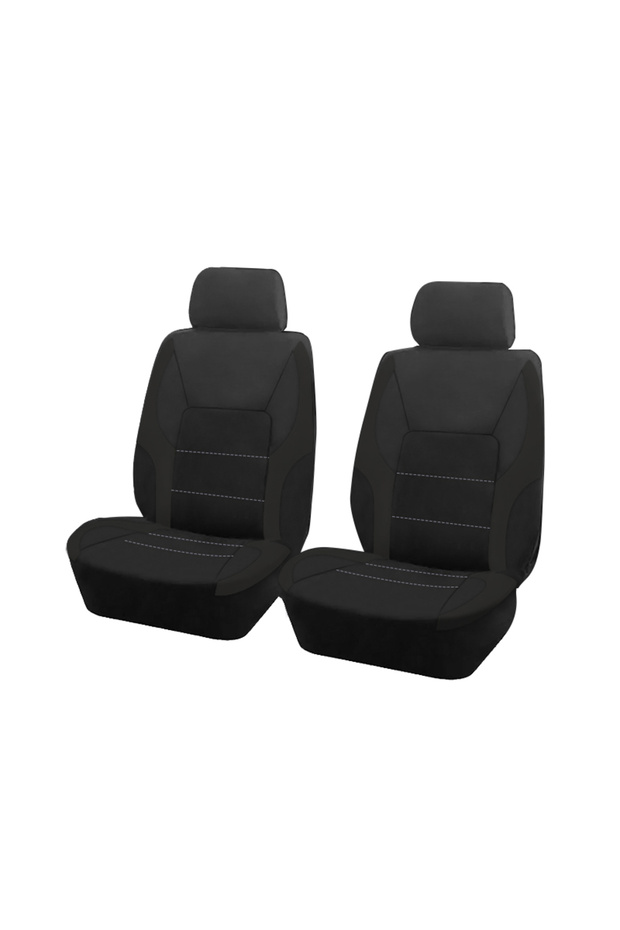 Black 2 Front seat Universal Polyester Car Seat Covers Sporty Design Fit For Most Car Suv Truck Four