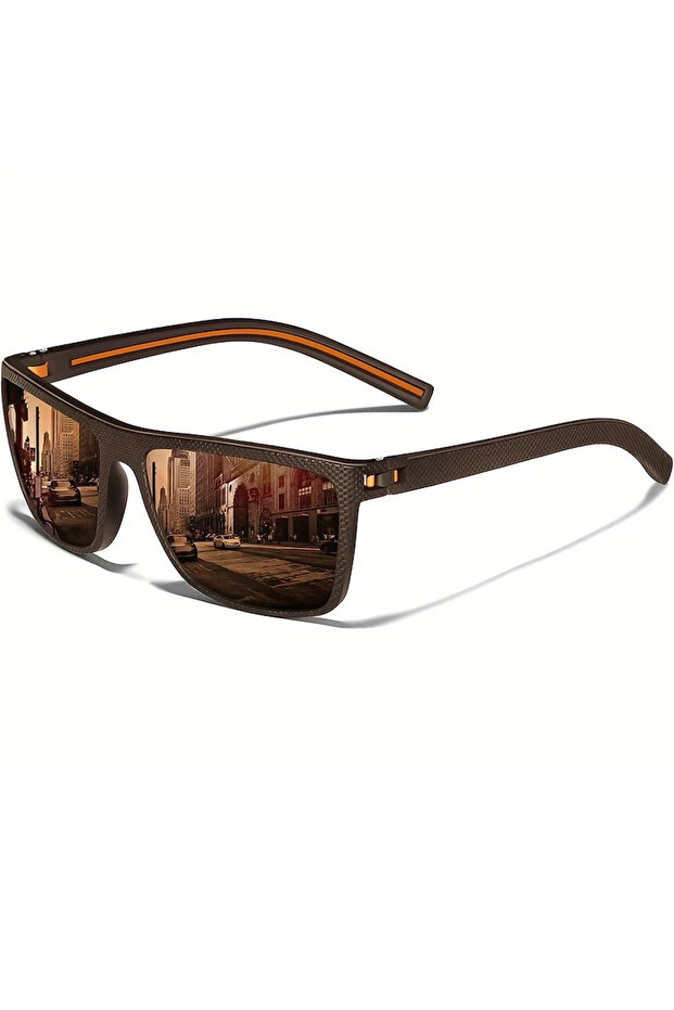 Tea Square Polarized Sunglasses for Men and Women Lightweight Frame Sun Glasses with UV Protection