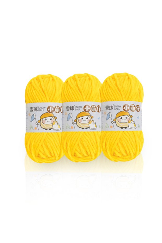 07 Bright Yellow 3Pcs Handmade DIY Knitted Chenille Wool Thick Ice Strip Thread Suitable for DIY Sca