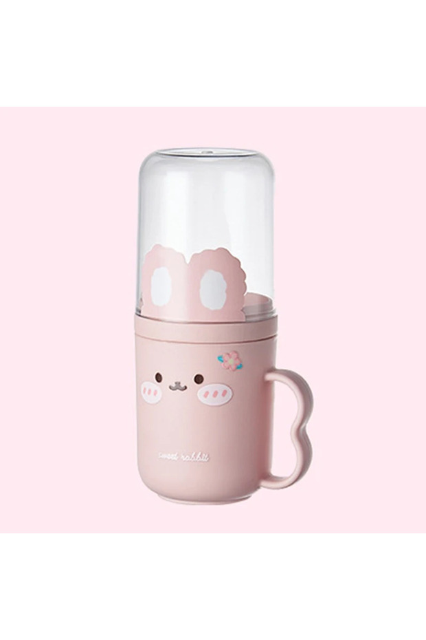 Pink B14627A Household & Travel Children's Dental Care Set Cartoon Toothbrush Storage Box with Buil