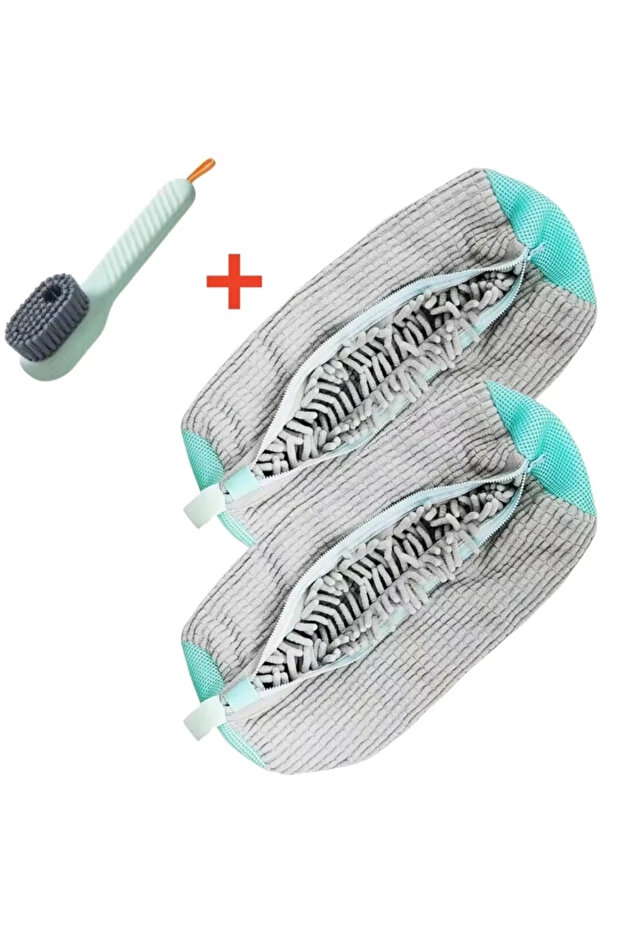 3PCS Set Gray Laundry Bags Shoe Washing Machine Bag-with Zipper Laundry Bag with Rich Fluff Inside,