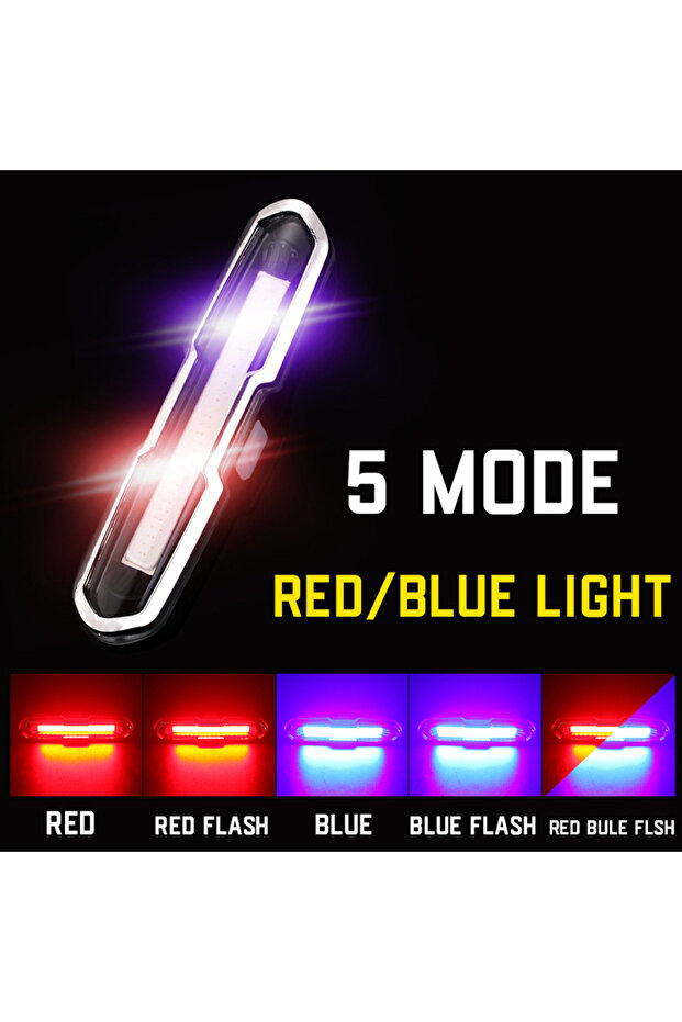 Red Blue Light 3 Color Bicycle Rear Light Rechargeable Cycling Tail Lamp Waterproof MTB Bike Warning