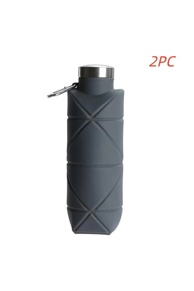 0.7L 2PC Grey LUSQI 700ml Foldable Silicone Water Bottle Portable Outdoor Sports Collapsible Water C