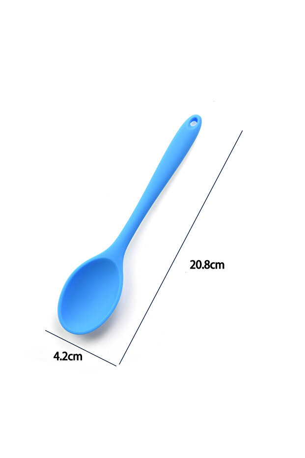 ملعقة سيليكون ناعمة واحدة من MJ Sky Blue For Better Life، أداة طبخ بمقبض طويل، أدوات مائدة