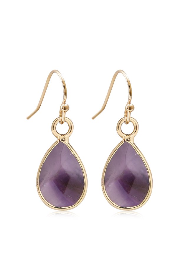 Amethyst b Natural Stone Earrings for Women Teardrop Agate Crystal Amazonite Dangle Earring Cute Ele