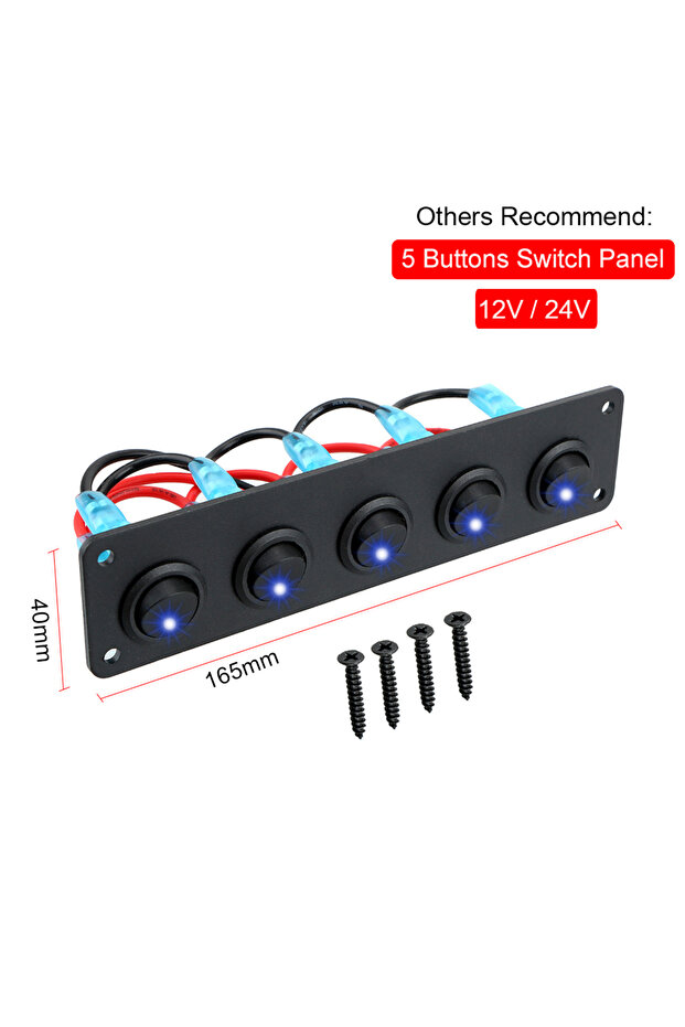 5buttons only 4 Buttons Rocker Switch Panel Voltmeter USB Chargers 3.0 Light Toggle 12V 24V Accessor